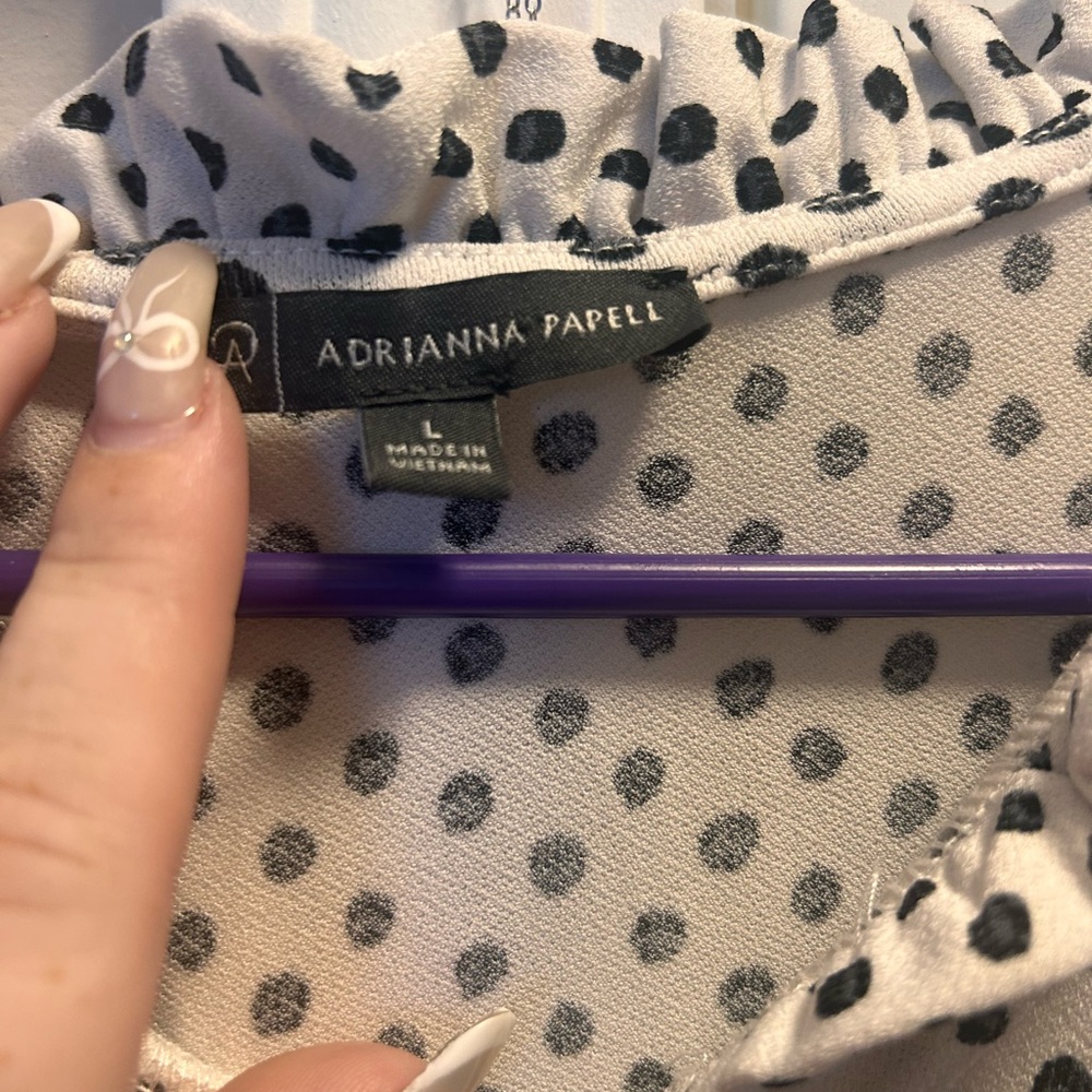Adrianna Papell Ruffled Polka Dot Top